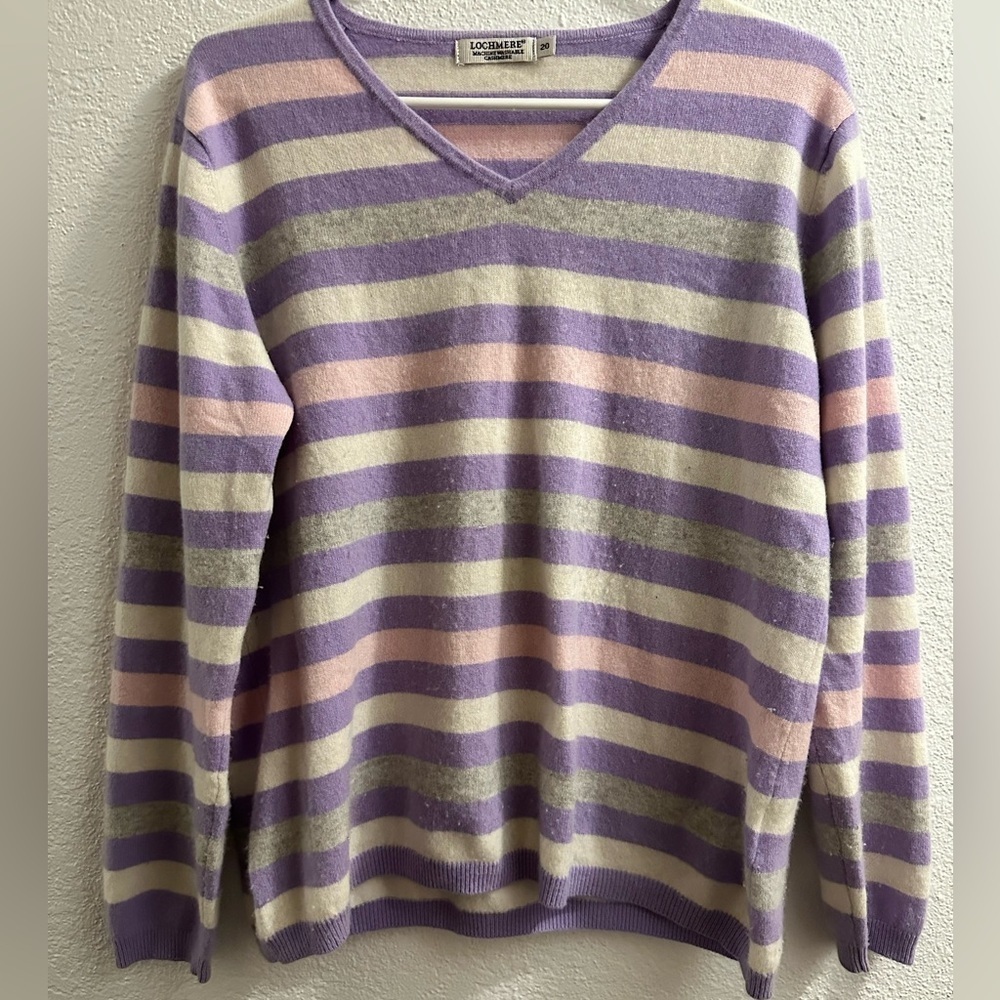 Lochmere Women’s 100% Cashmere Striped Sweater